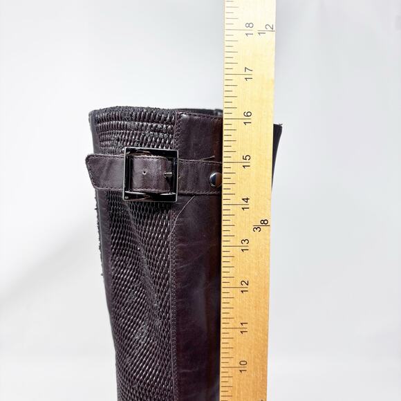 Aquatalia Knee Boots Size 7 Italian Brown 50/50 Leather Stretch Riding Boots - Picture 8 of 16